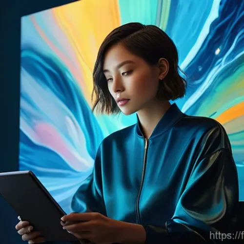 AI 예술과 UI UX 디자인 - **Prompt:** A skilled digital artist, female, in her late 20s, with short, stylish hair, wearing a c...