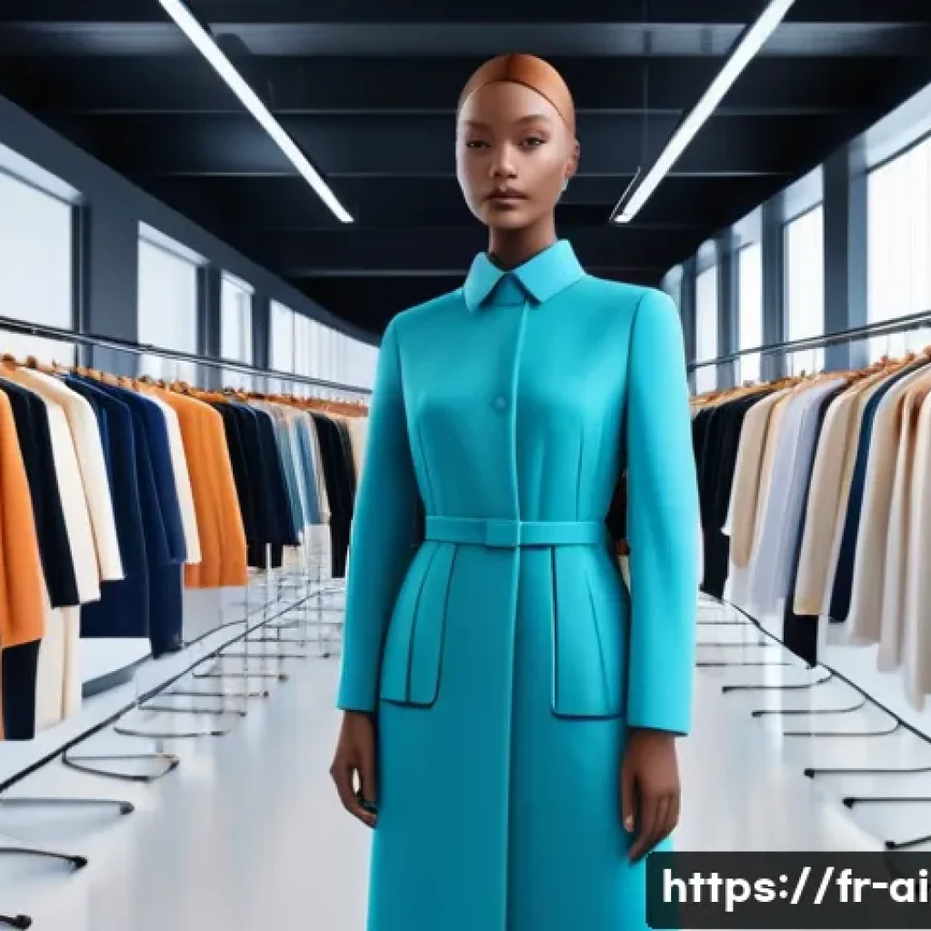 AI 패션 디자인 - A futuristic fashion design studio featuring diverse designers collaborating with advanced AI-powere...