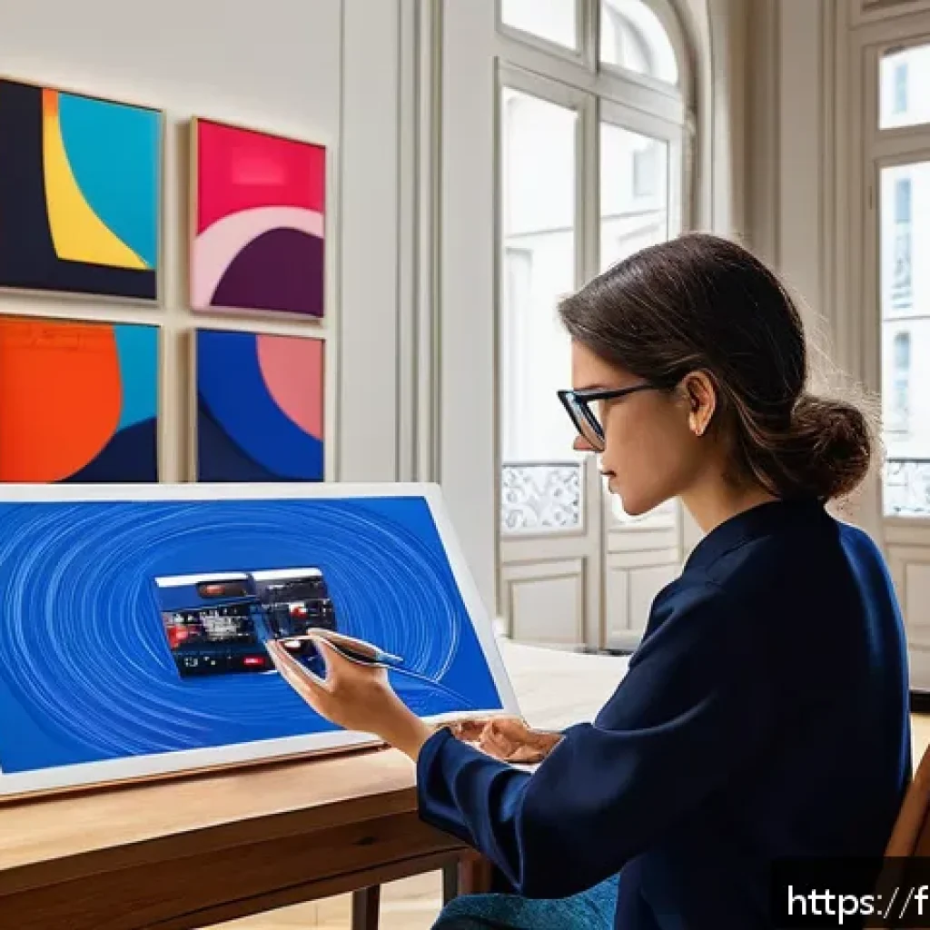 AI 예술가 vs 인간 예술가 - A contemporary digital artist&rsquo;s studio in Paris, filled with advanced technology including multiple ...