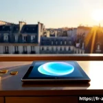 AI 예술과 광고 디자인 - Photorealistic Parisian advertising design studio at golden hour, a French creative director using a...